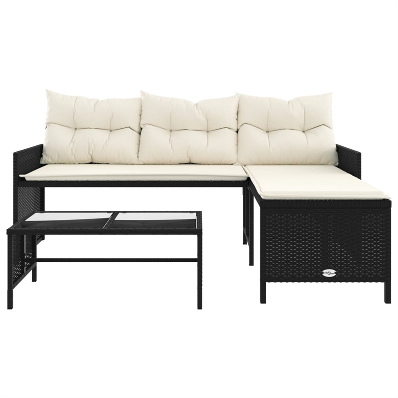 vidaXL Garden Sofa in Black & Cream/White
