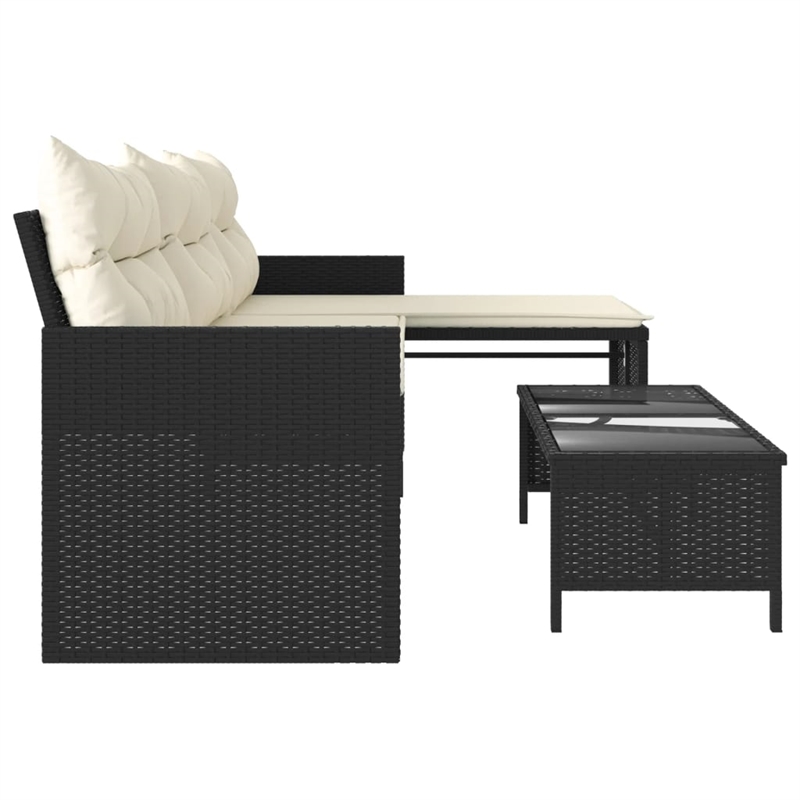 vidaXL Garden Sofa in Black & Cream/White
