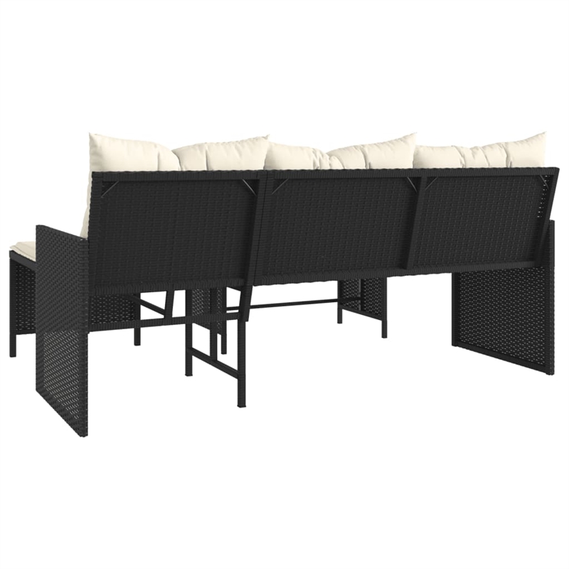 vidaXL Garden Sofa in Black & Cream/White