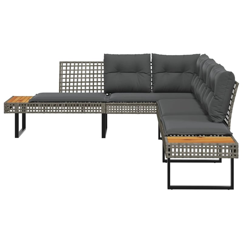 vidaXL L-Shaped Poly Rattan Garden Sofa With Removable Covers in Grey