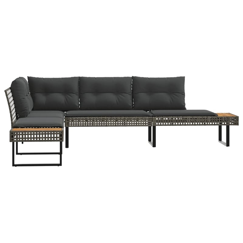 vidaXL L-Shaped Poly Rattan Garden Sofa With Removable Covers in Grey