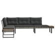 vidaXL L-Shaped Poly Rattan Garden Sofa With Removable Covers in Grey