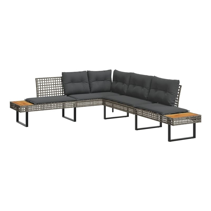 vidaXL L-Shaped Poly Rattan Garden Sofa With Removable Covers in Grey