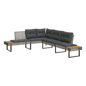 vidaXL L-Shaped Poly Rattan Garden Sofa With Removable Covers in Grey