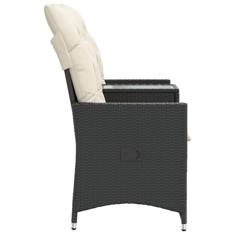 vidaXL Reclining Garden Sofa in Black & Cream/White