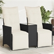 vidaXL Reclining Garden Sofa in Black & Cream/White