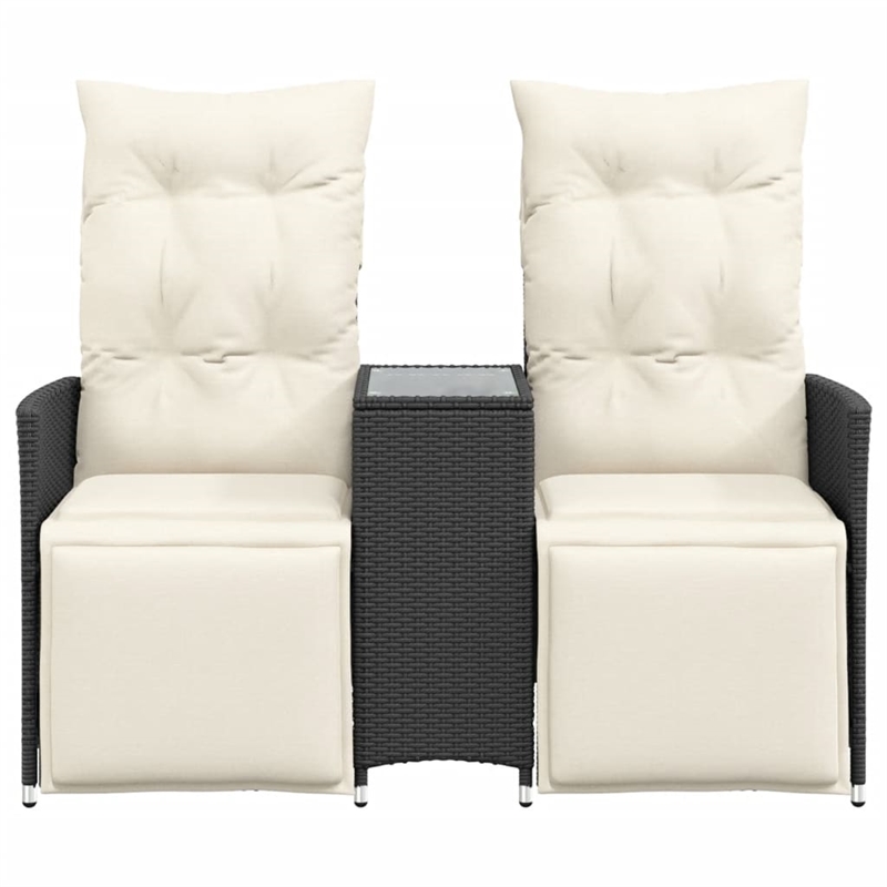 vidaXL Reclining Garden Sofa in Black & Cream/White