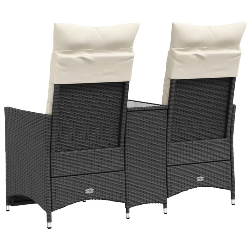 vidaXL Reclining Garden Sofa in Black & Cream/White