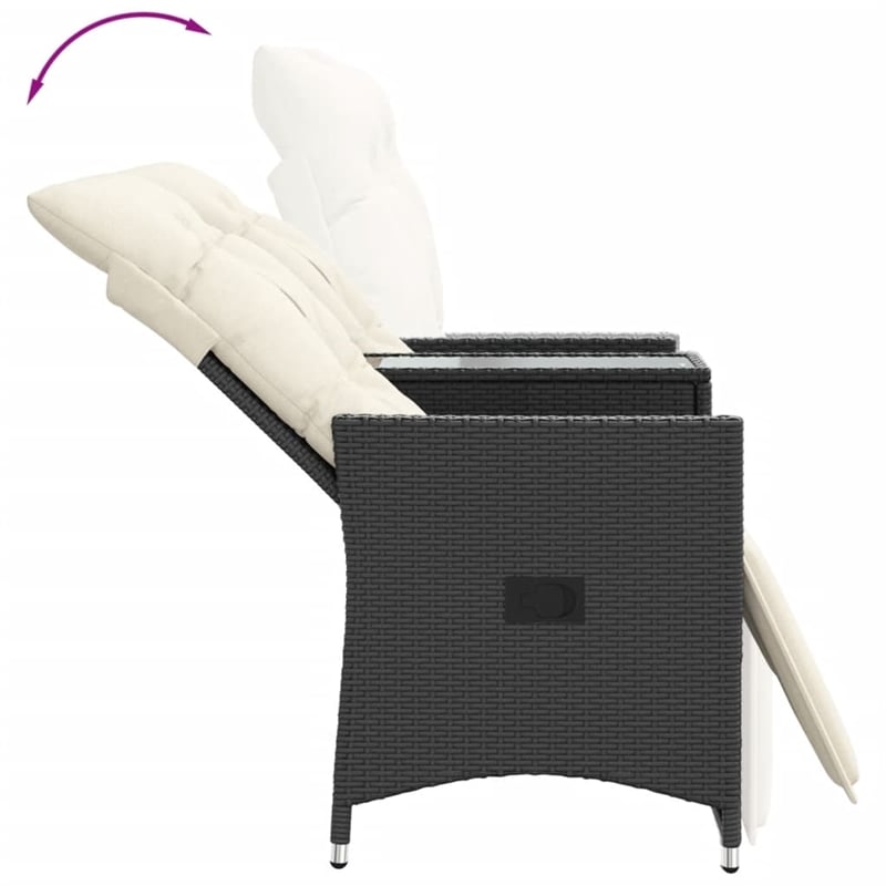 vidaXL Reclining Garden Sofa in Black & Cream/White