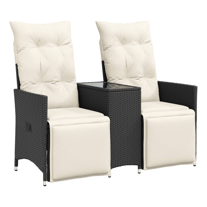 vidaXL Reclining Garden Sofa in Black & Cream/White
