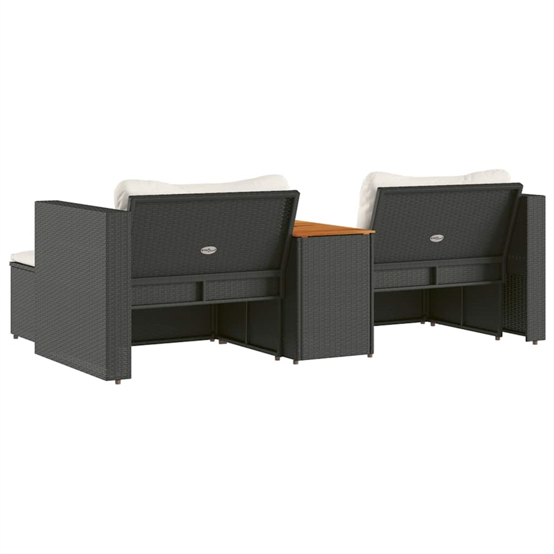 vidaXL Garden Sofa Set in Black & Cream/White