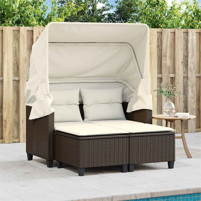 vidaXL Medium PE Rattan Garden Sofa With Removable Covers in Brown