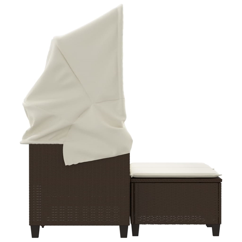 vidaXL Medium PE Rattan Garden Sofa With Removable Covers in Brown