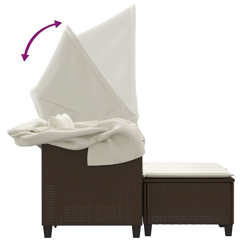 vidaXL Medium PE Rattan Garden Sofa With Removable Covers in Brown