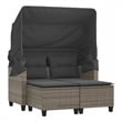 vidaXL 2-Seater PE Rattan And Powder-Coated Steel Garden Sofa in Grey