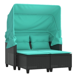 vidaXL PE Rattan And Powder-Coated Steel Garden Sofa in Black