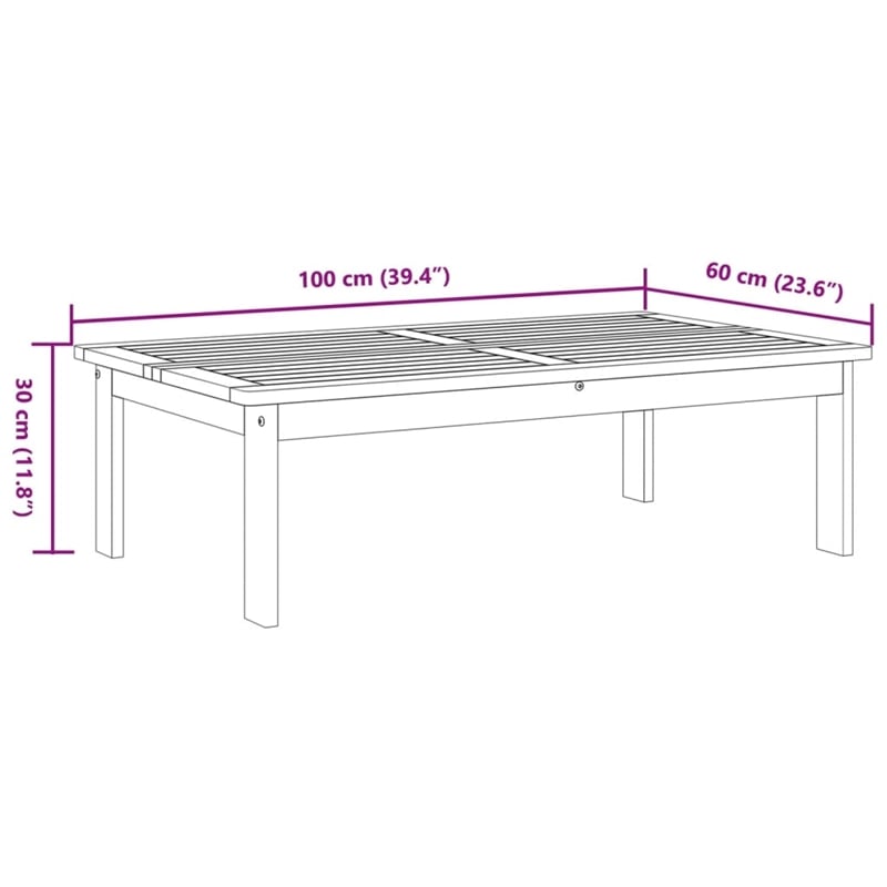 vidaXL Solid Acacia Wood Standard Durable Garden Table in Natural Wood