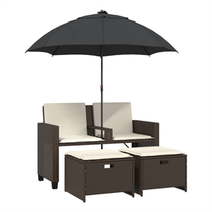 vidaXL Medium PE Rattan Patio Sofa With Adjustable Feet in Brown