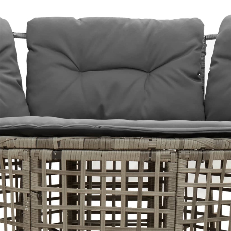 vidaXL L-Shaped PE Rattan And Powder-Coated Steel Garden Sofa Large in Grey