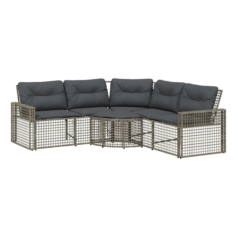 vidaXL L-Shaped PE Rattan And Powder-Coated Steel Garden Sofa Large in Grey