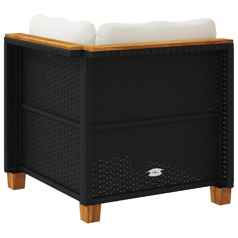 vidaXL Small Poly Rattan Garden Sofa With Removable Covers in Black