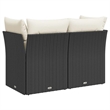 vidaXL 2-Seater PE Rattan Garden Sofa With Removable Covers in Black
