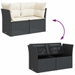 vidaXL 2-Seater PE Rattan Garden Sofa With Removable Covers in Black