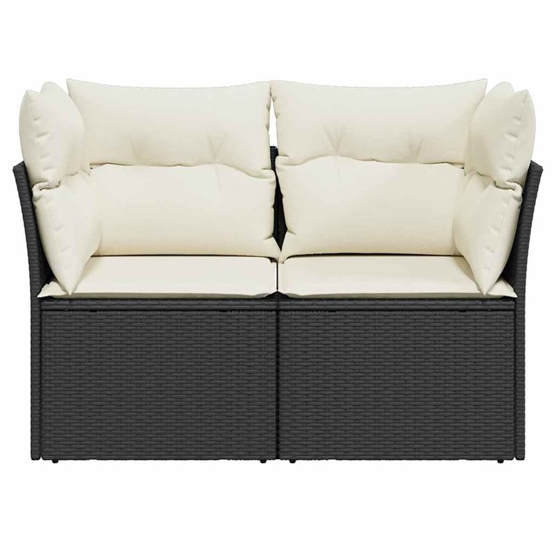 vidaXL 2-Seater PE Rattan Garden Sofa With Removable Covers in Black