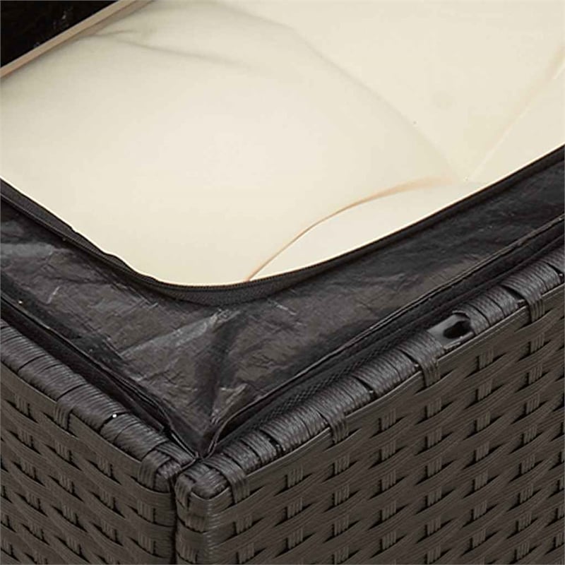 vidaXL 2-Seater PE Rattan Garden Sofa With Removable Covers in Black
