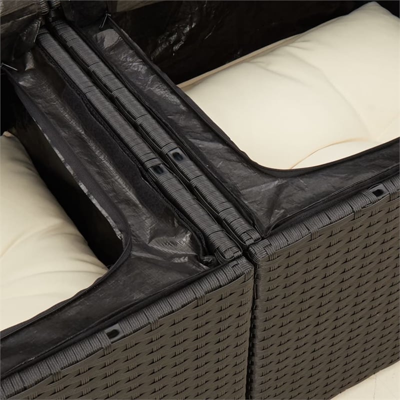 vidaXL Garden Sofa in Black And Cream