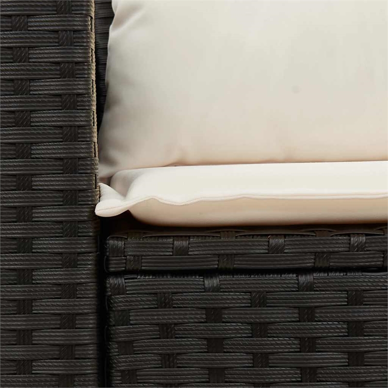 vidaXL 2-Seater Poly Rattan Modular Garden Sofa in Black And Cream