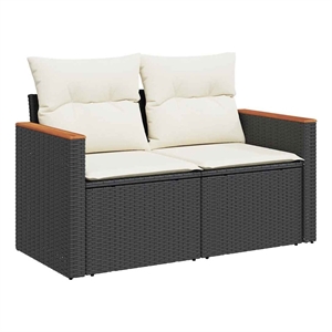 vidaXL Garden Sofa in Black And Cream