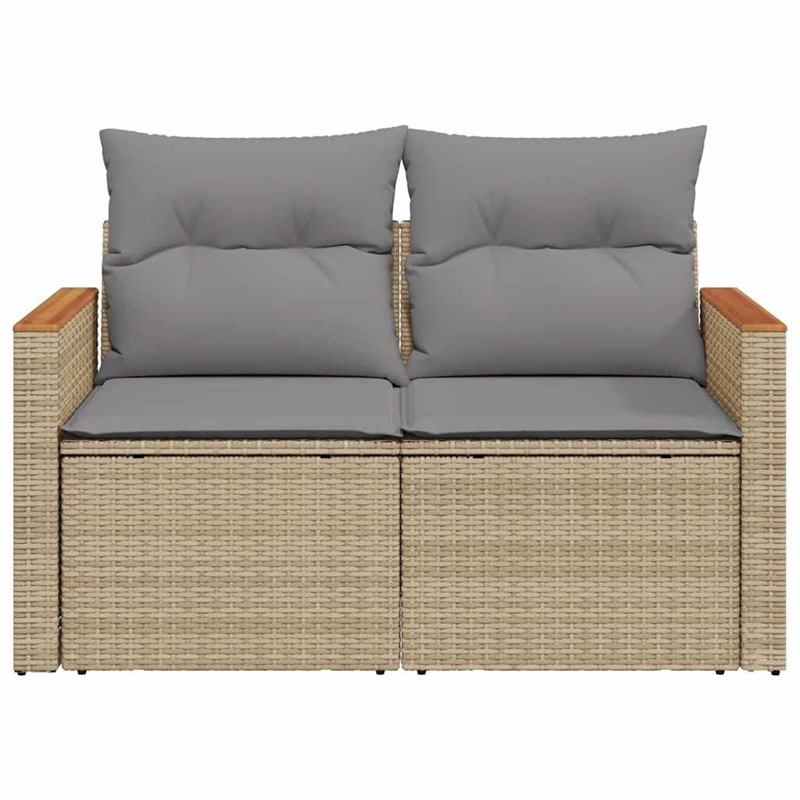vidaXL Standard Size Modular Poly Rattan Garden Sofa in Beige