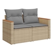 vidaXL Standard Size Modular Poly Rattan Garden Sofa in Beige