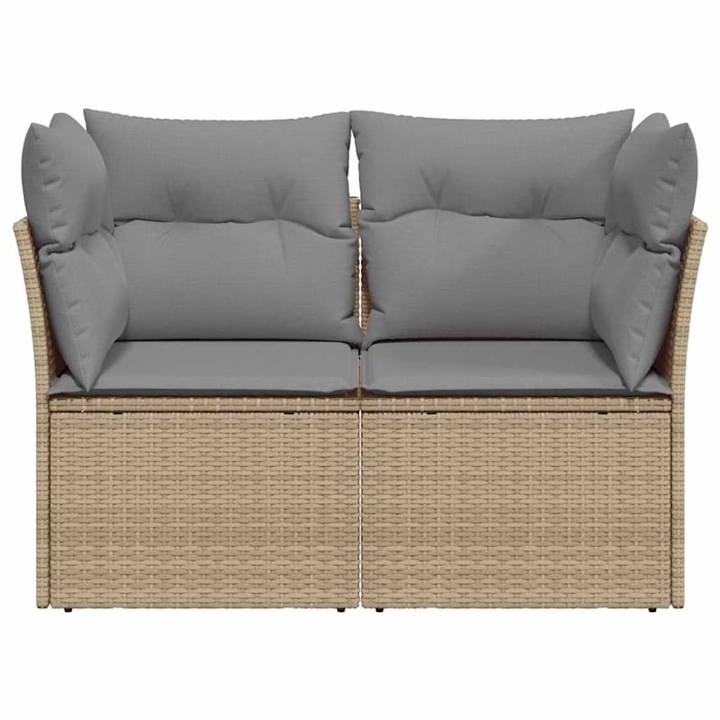 vidaXL 2-Seater PE Rattan Modular Garden Sofa in Beige