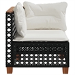 vidaXL Patio Corner Sofa With Cushions in Cream White and Black Poly Rattan