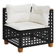 vidaXL Patio Corner Sofa With Cushions in Cream White and Black Poly Rattan