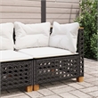 vidaXL Patio Corner Sofa With Cushions in Cream White and Black Poly Rattan
