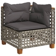 vidaXL Poly Rattan Patio Corner Sofa With Cushions in Dark Grey