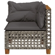 vidaXL Poly Rattan Patio Corner Sofa With Cushions in Dark Grey
