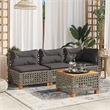 vidaXL Poly Rattan Patio Corner Sofa With Cushions in Dark Grey