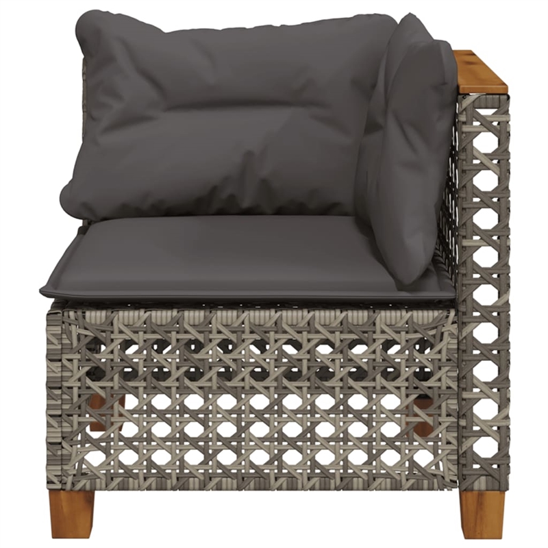vidaXL Poly Rattan Patio Corner Sofa With Cushions in Dark Grey