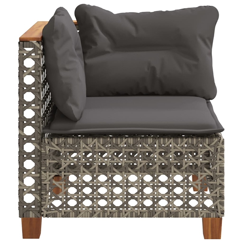 vidaXL Poly Rattan Patio Corner Sofa With Cushions in Dark Grey