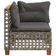 vidaXL Poly Rattan Patio Corner Sofa With Cushions in Dark Grey