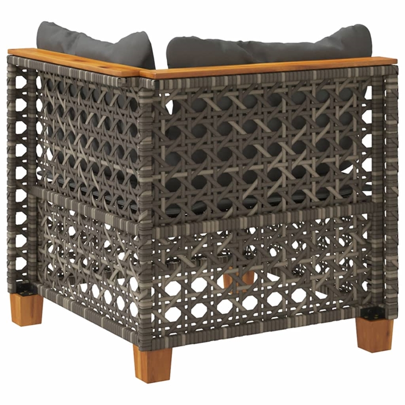 vidaXL Poly Rattan Patio Corner Sofa With Cushions in Dark Grey