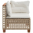 vidaXL Patio Corner Sofa With Cushions in Cream White and Beige Poly Rattan