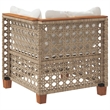vidaXL Patio Corner Sofa With Cushions in Cream White and Beige Poly Rattan