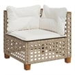 vidaXL Patio Corner Sofa With Cushions in Cream White and Beige Poly Rattan