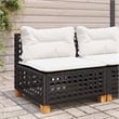 vidaXL Patio Armless Sofa With Cushions in Cream White in Black Poly Rattan