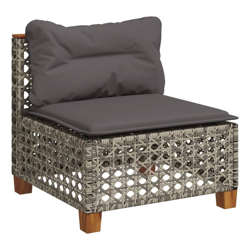vidaXL Poly Rattan Patio Armless Sofa With Cushions in Dark Grey